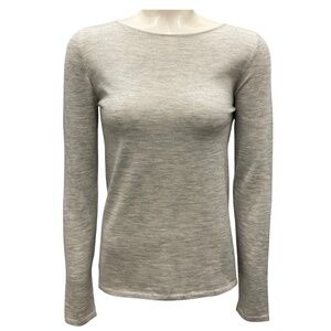 BRUNELLO CUCINELLI GREY CASHMERE AND SILK FINE KNIT SWEATER